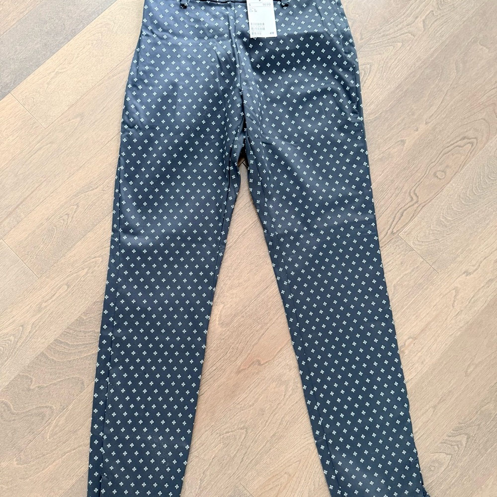 H&M Navy Trousers with White Micro Diamond Print